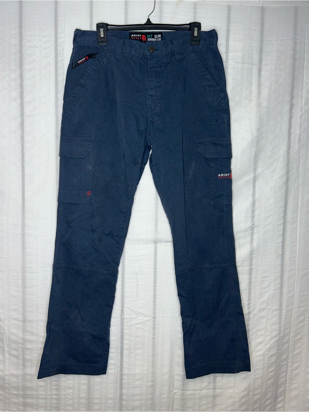 Ariat FR M7 Slim Straight Leg Cargo Pants Mens 34x32 Blue Flame Resistant CAT 2